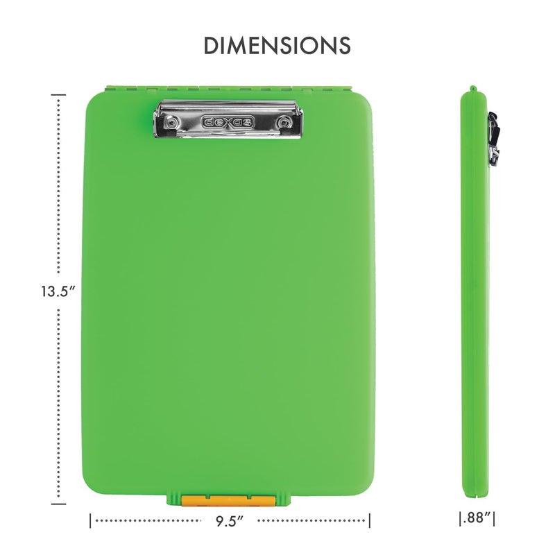 Dexas Slimcase Storage Clipboard, Lime Green 13.5" x 9.5" - Image 2